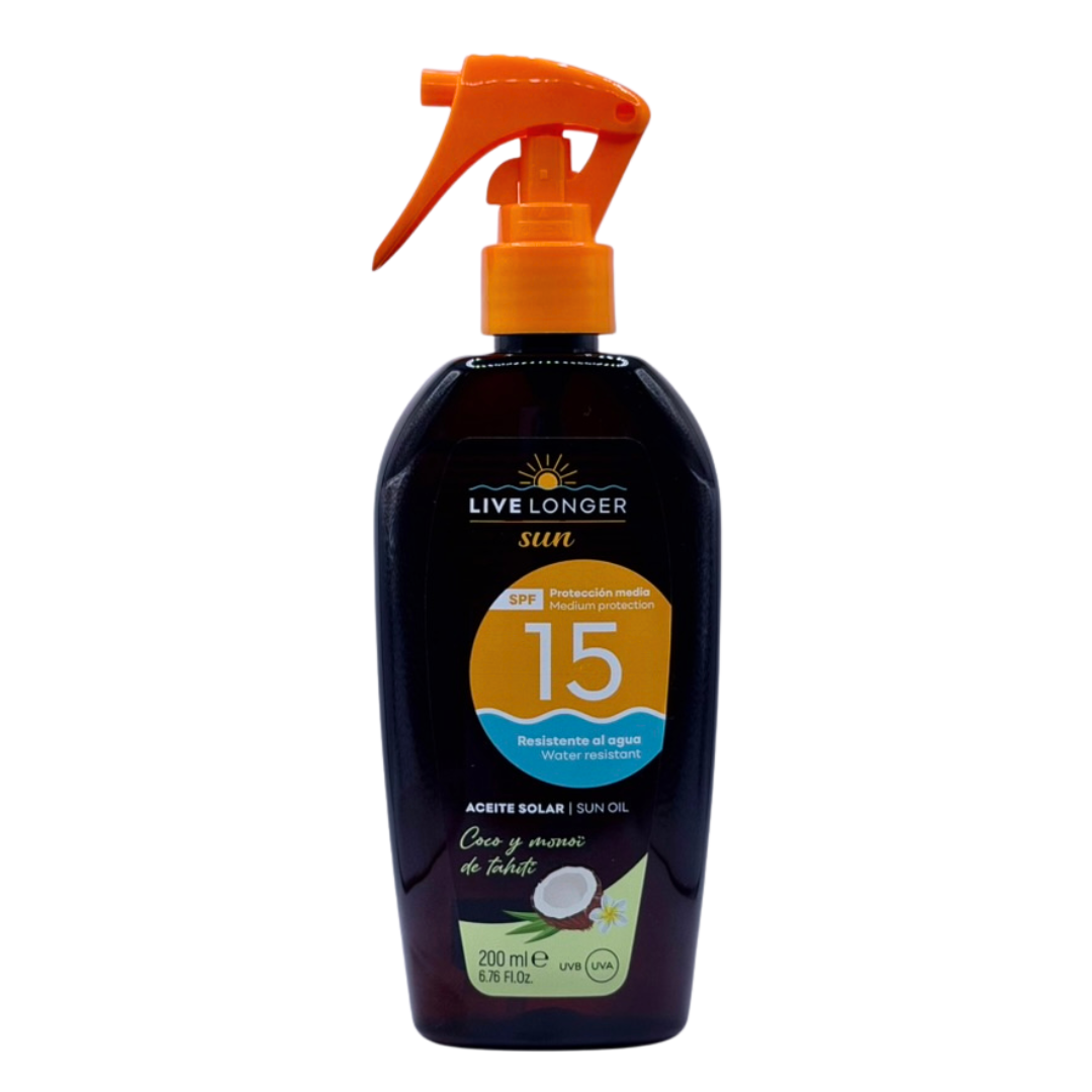 Live Longer Sun Óleo Monoi e Coco SPF15 200ml